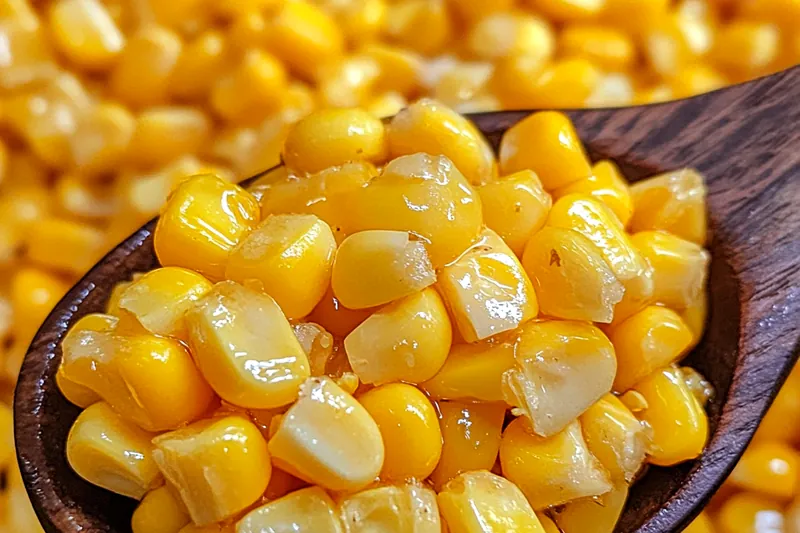 Chef Mitchell stirring a pot of Sweet Honey Butter Corn, showcasing the cooking process.