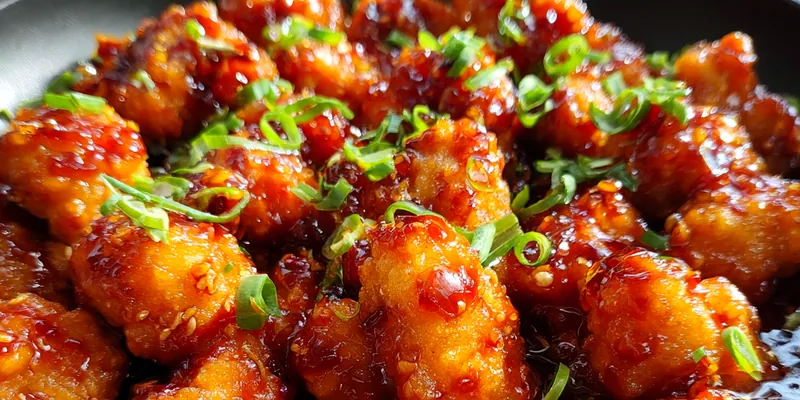 Delicious Sweet Sticky Chicken Bites served on a plate