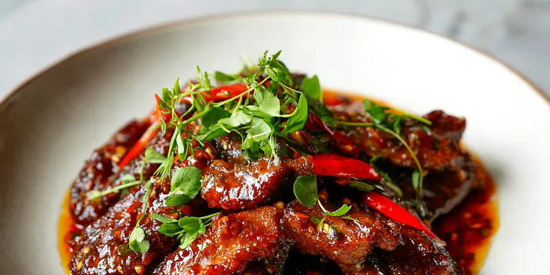 Szechuan Chili Oil Pork Ribs with Crispy Garlic