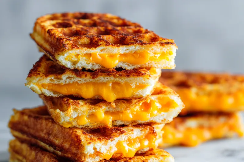 Ingredients for grilled cheese chaffles laid out