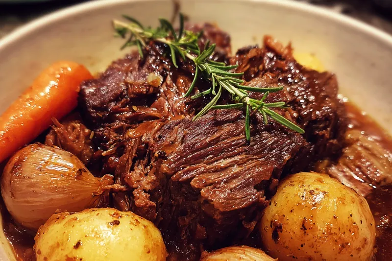 Cooking pot roast in a crock pot