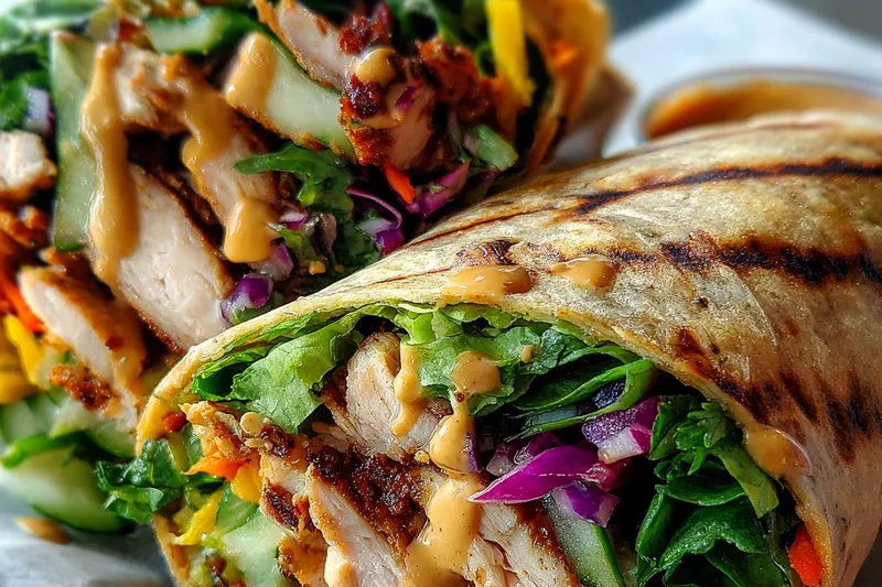 Cooking process for Thai Peanut Chicken Wraps