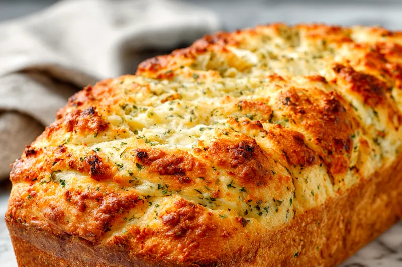 Ingredients for garlic herb and cheese bread displayed on a counter