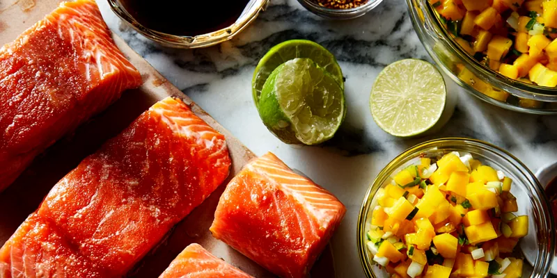 Tropical Mango Glazed Salmon with Fresh Pineapple Salsa
