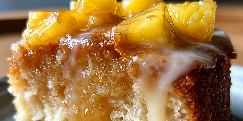 A beautifully plated Tropical Pineapple Delight garnished with mint leaves and toasted coconut flakes