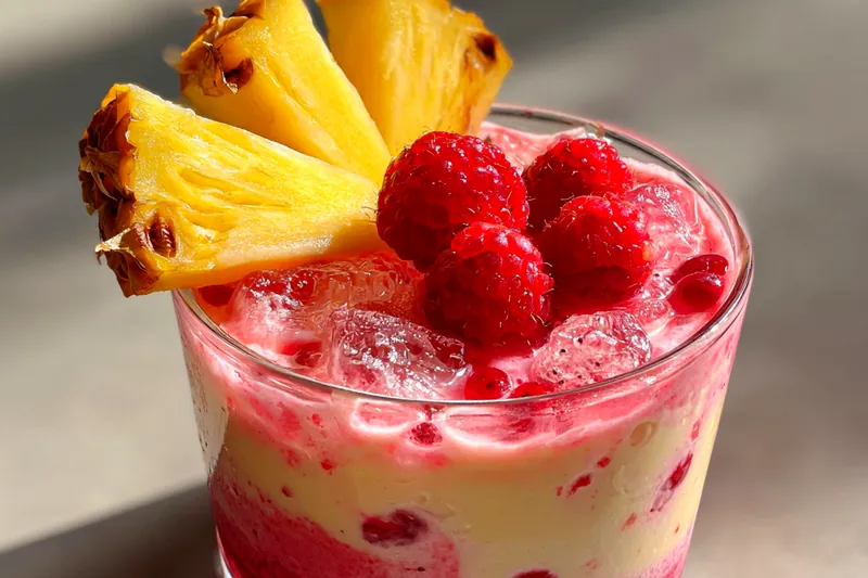 Fresh ingredients for Tropical Raspberry Pineapple Drink