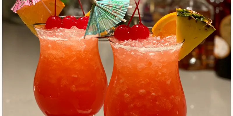 Delicious Tropical Sunset Cocktails served on a plate