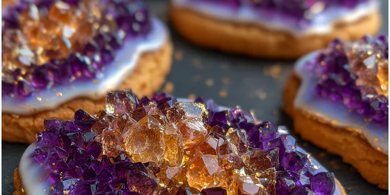 Delicious Vibrant Geode Sugar Cookies served on a plate