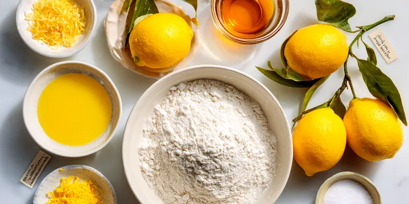 Stack of bright yellow lemon brownies topped with white lemon glaze and lemon zest on a wooden board