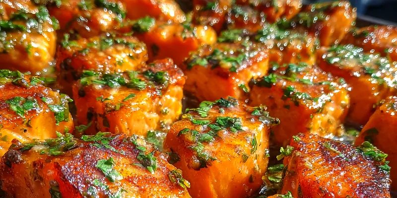 Delicious Zesty Grilled Salmon Bites served on a plate