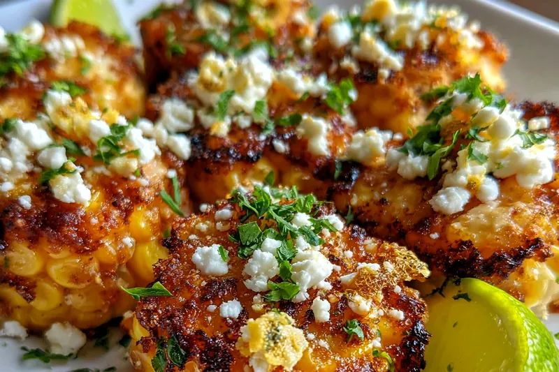 Cast iron skillet with golden corn kernels being charred over medium-high heat, showing some kernels with perfect brown spots